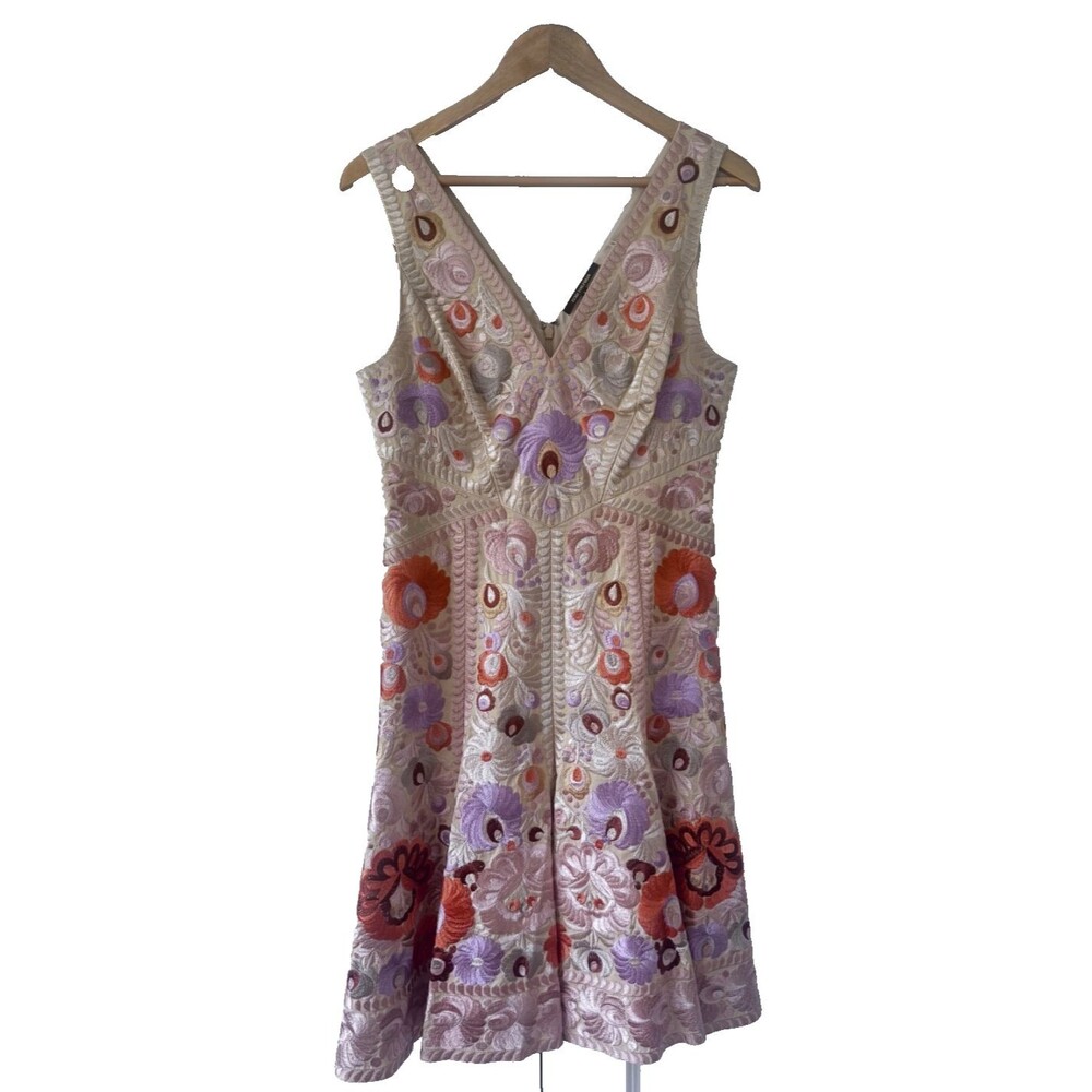 Kobi Halperin Stephie Embroidered Cotton Voile A-Line Dress Antique Size 8